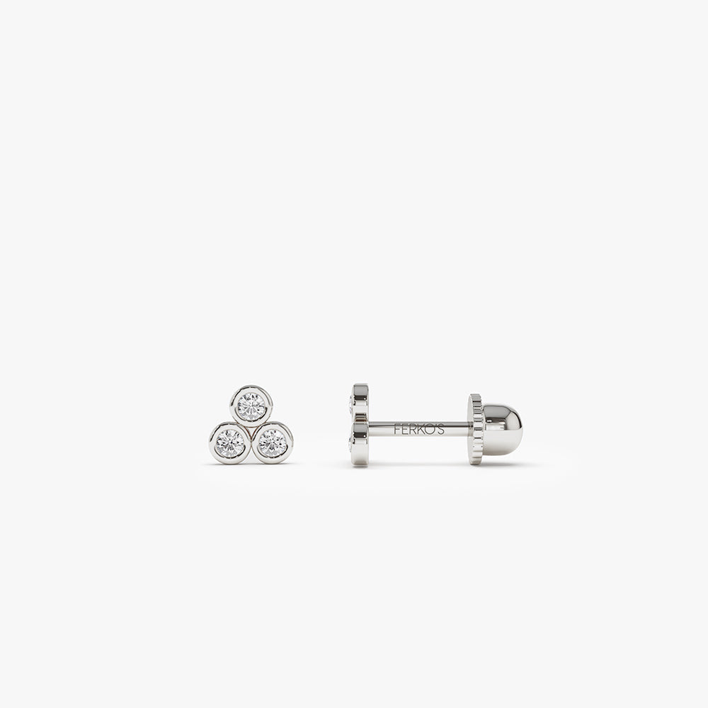 OBFJ2212 - Dainty Diamond Trio Helix Piercing earrings in selectable metal and diamond options - Roselle Jewelry view 5