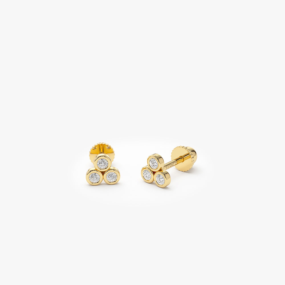 OBFJ2212 - Dainty Diamond Trio Helix Piercing earrings in selectable metal and diamond options - Roselle Jewelry view 6