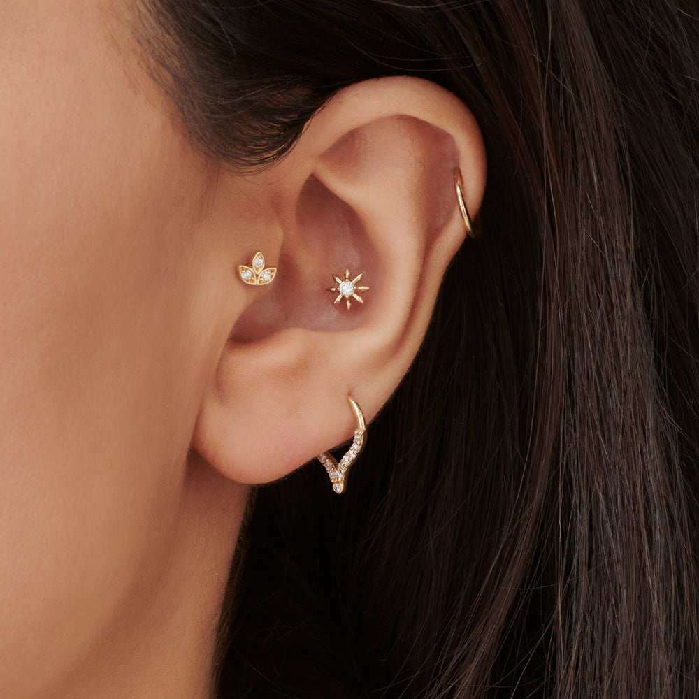 OBFJ2208 - Star Diamond Helix Piercing earrings in selectable metal and diamond options - Roselle Jewelry view 2