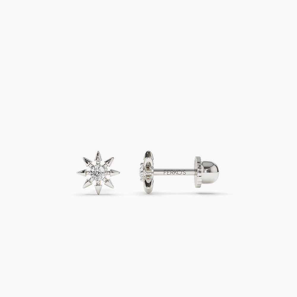 OBFJ2208 - Star Diamond Helix Piercing earrings in selectable metal and diamond options - Roselle Jewelry view 4