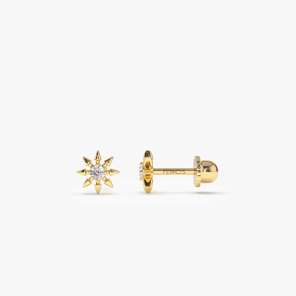 OBFJ2208 - Star Diamond Helix Piercing earrings in selectable metal and diamond options - Roselle Jewelry view 1