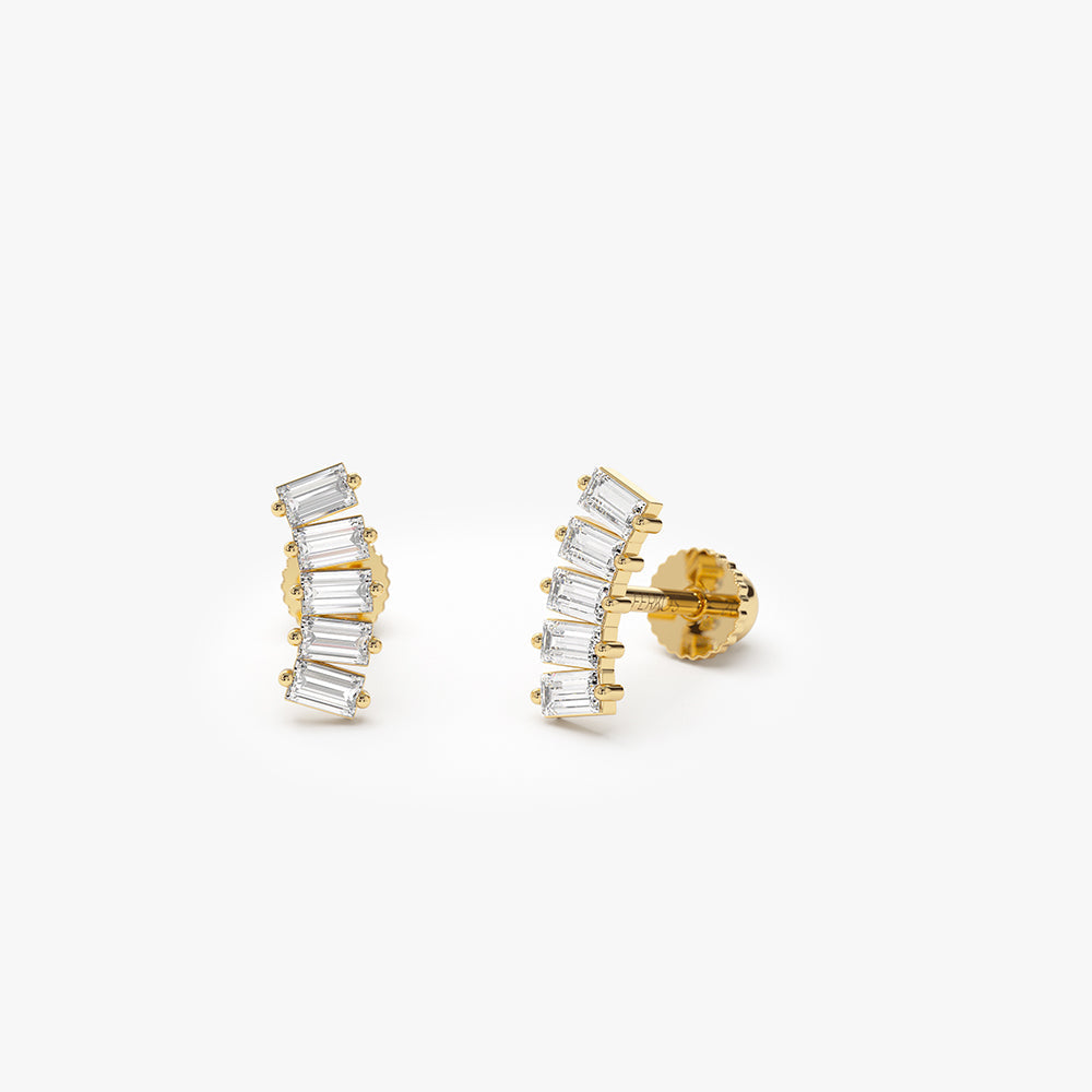 OBFJ2216 - Curved Baguette Helix Piercing earrings in selectable metal and diamond options - Roselle Jewelry view 5