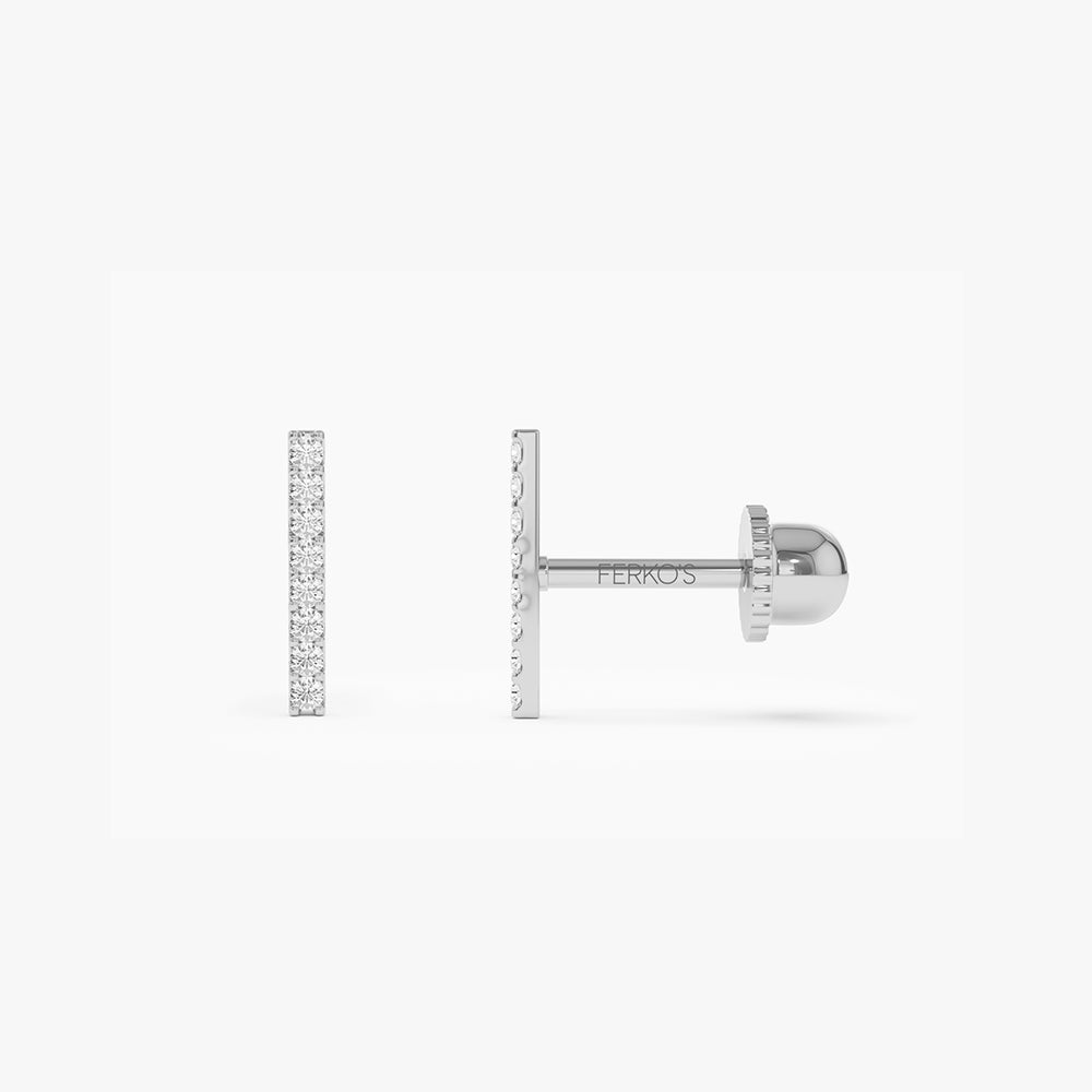 OBFJ2218 - Diamond Bar Helix Piercing earrings in selectable metal and diamond options - Roselle Jewelry view 4