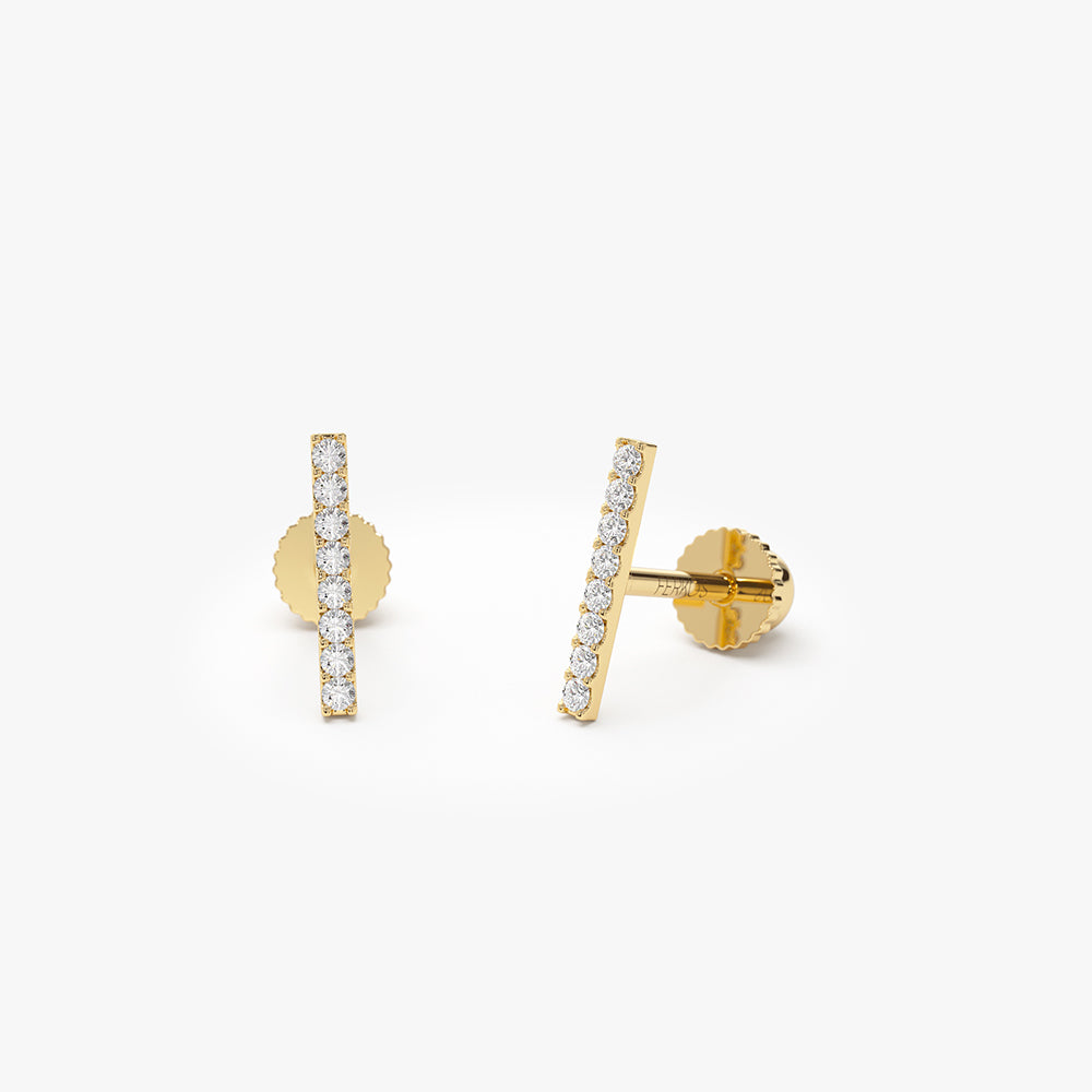 OBFJ2218 - Diamond Bar Helix Piercing earrings in selectable metal and diamond options - Roselle Jewelry view 5