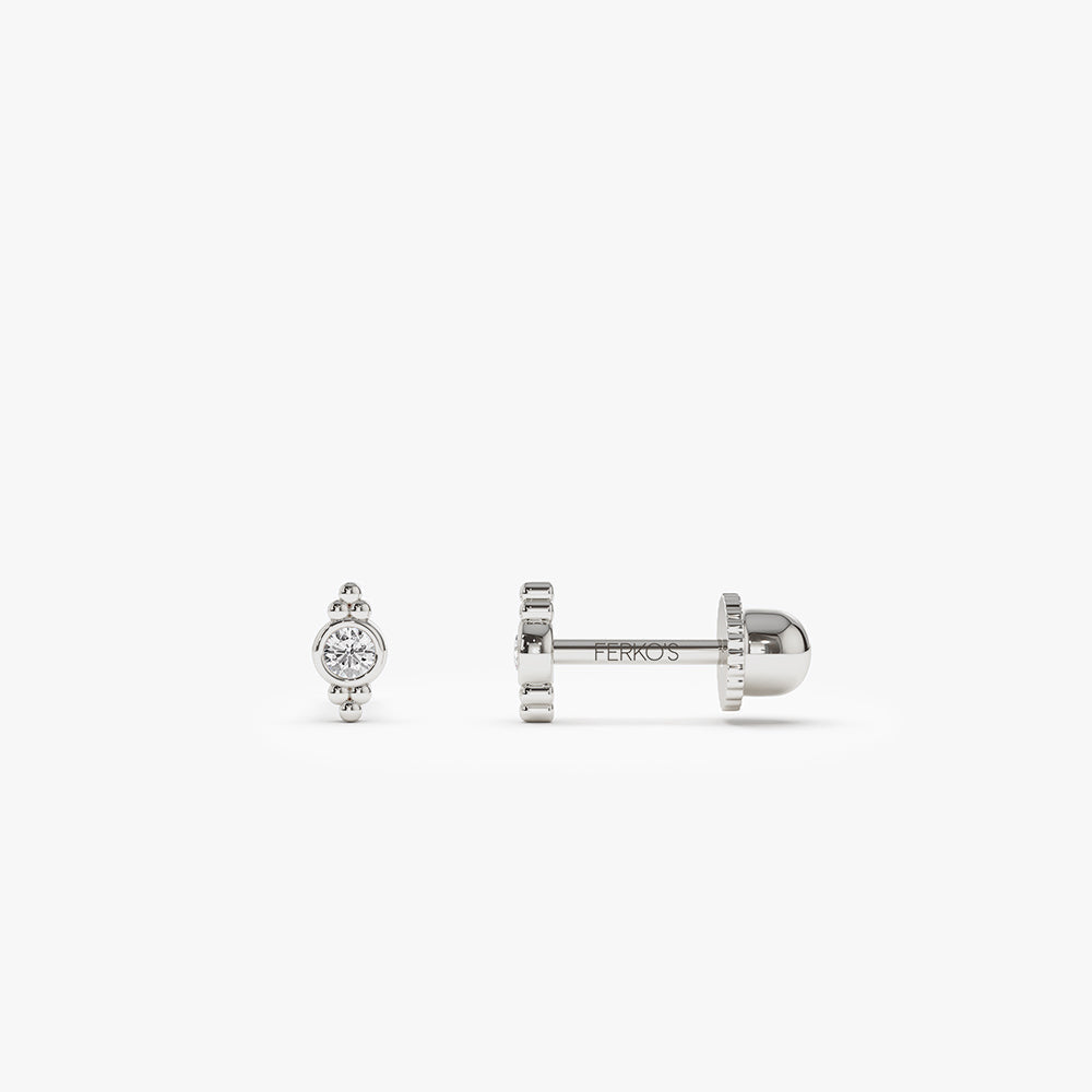 OBFJ2210 - Six Dot Diamond Helix Piercing earrings in selectable metal and diamond options - Roselle Jewelry view 5