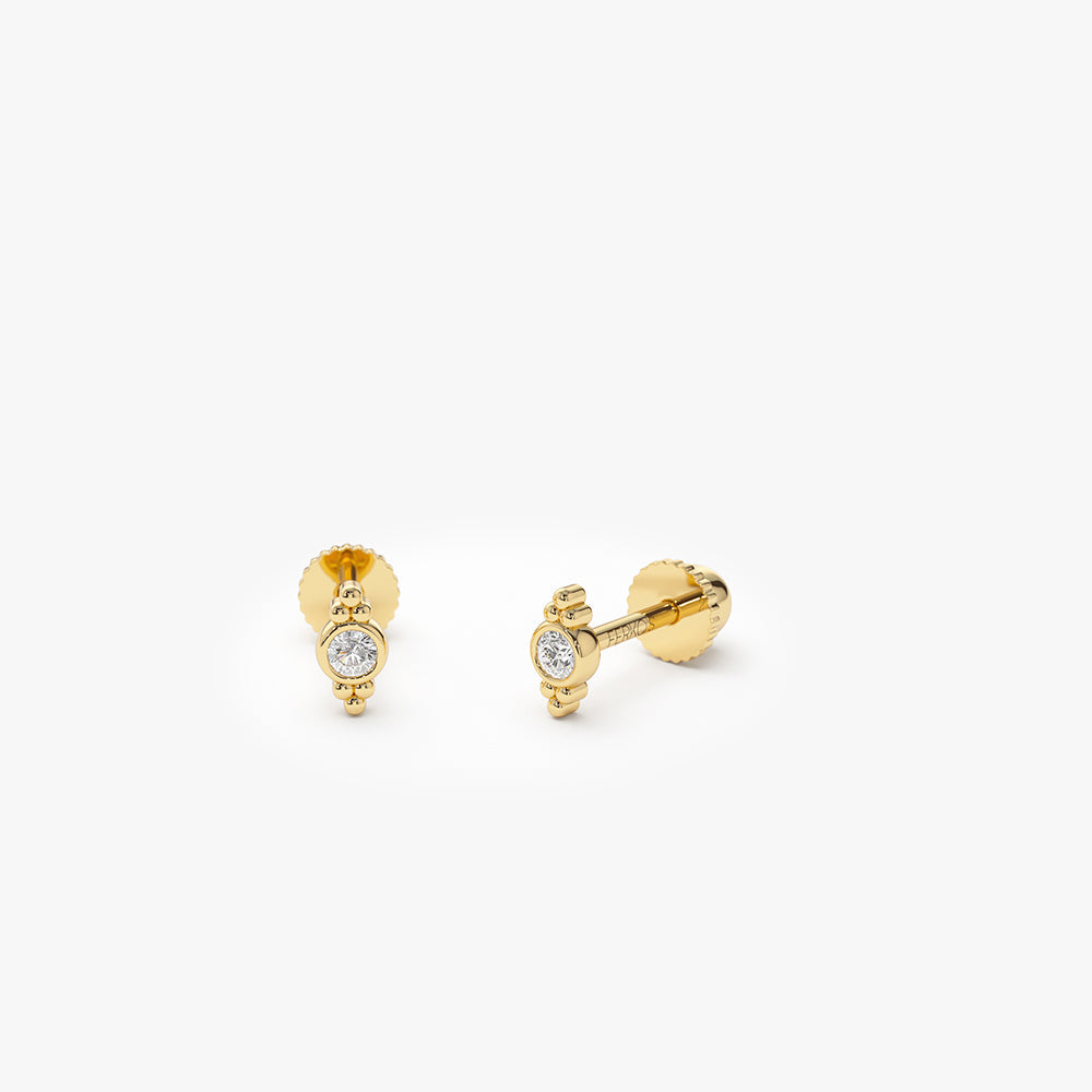 OBFJ2210 - Six Dot Diamond Helix Piercing earrings in selectable metal and diamond options - Roselle Jewelry view 6