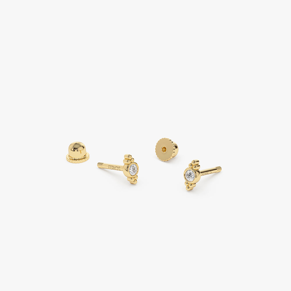 OBFJ2210 - Six Dot Diamond Helix Piercing earrings in selectable metal and diamond options - Roselle Jewelry view 7