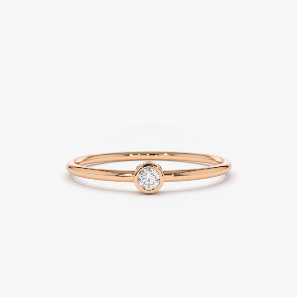 OBFJ1568 - 14K Gold Round Solitaire Diamond Ring 4