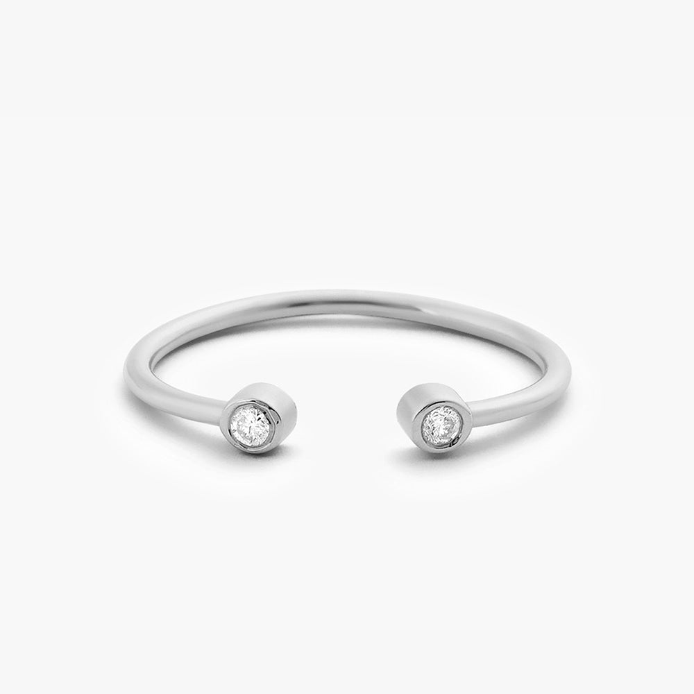 OBFJ1594 - 14K Double Bezel Set Open Diamond Ring 5
