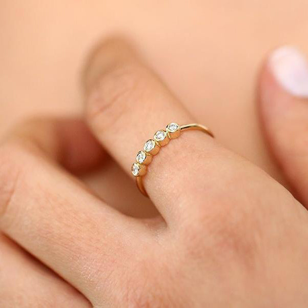 OBFJ1574 - 14K Gold Bezel Set Diamond Wedding Band 2