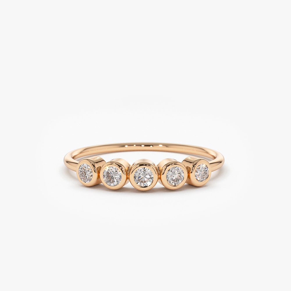 OBFJ1574 - 14K Gold Bezel Set Diamond Wedding Band 4