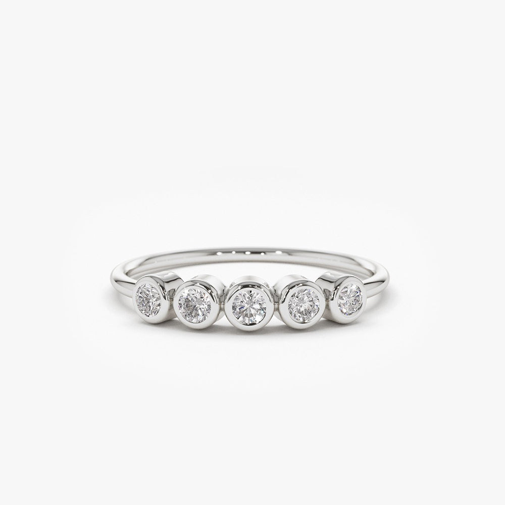 OBFJ1574 - 14K Gold Bezel Set Diamond Wedding Band 5