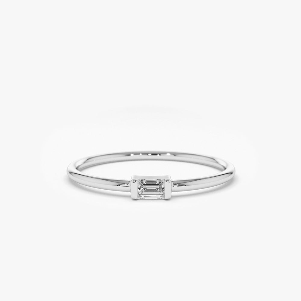 OBFJ1566 - 14K Single Baguette Solitaire Diamond Ring 6