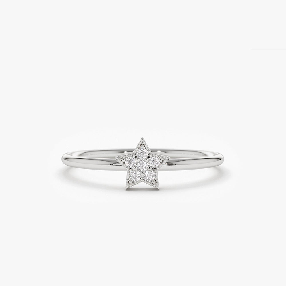 OBFJ1573 - 14K Gold Star Shaped Diamond Ring 5