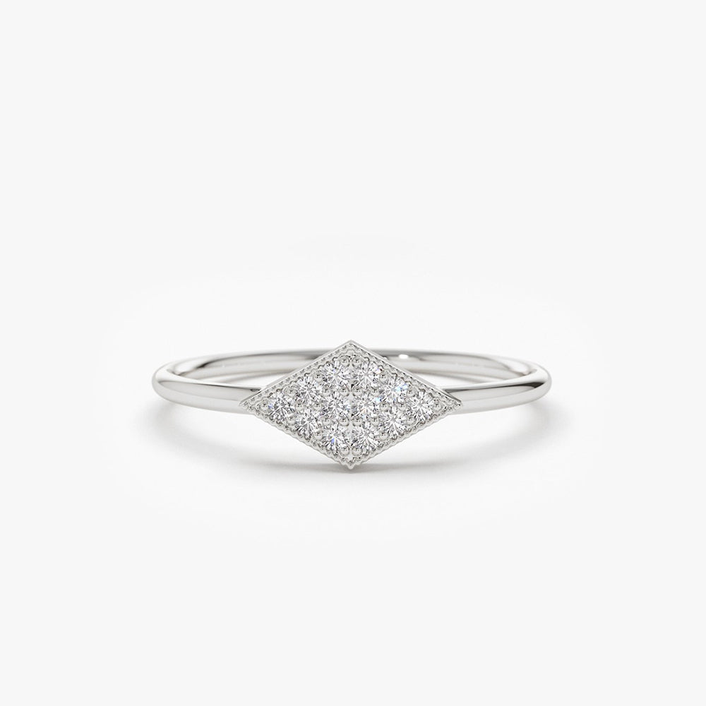 OBFJ1575 - 14K Gold Diamond Shape Micro Pave Ring 6