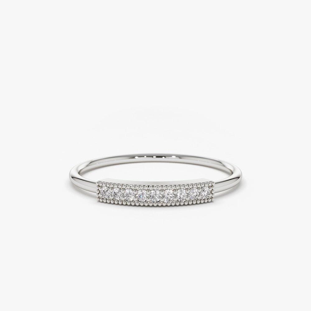OBFJ1603 - 14K Gold Single Row Pave Diamond Ring 4