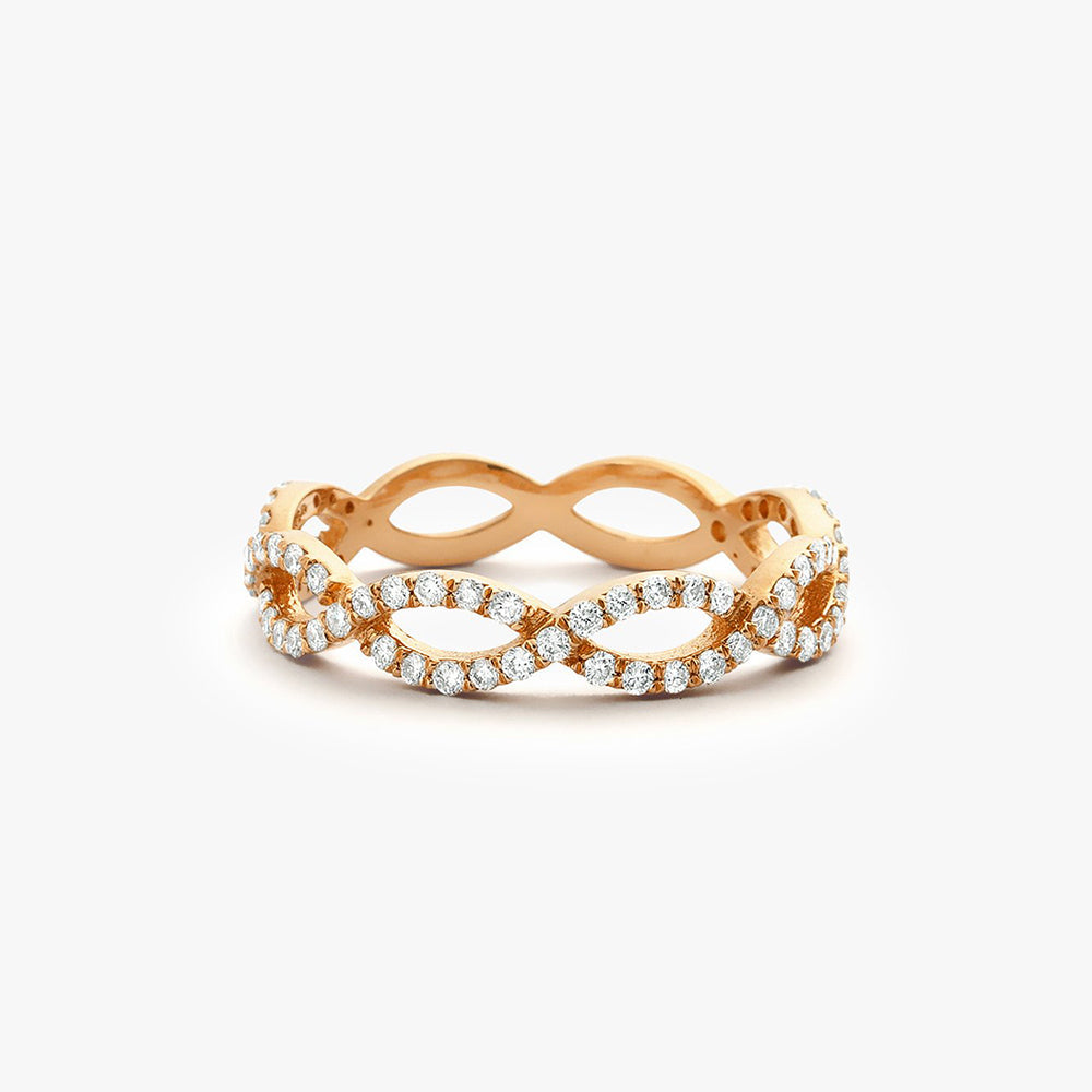 OBFJ1580 - 14K Gold Micro Pave Set Diamond Infinity Ring 4