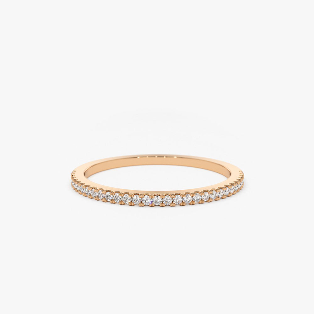 OBFJ1669 - 14K Gold Half Eternity Micro Pave Diamond Ring 5