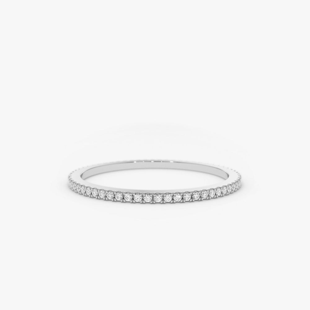 OBFJ1584 - 14K Ultra Thin 1MM Micro Pave Diamond Eternity Wedding Band 10