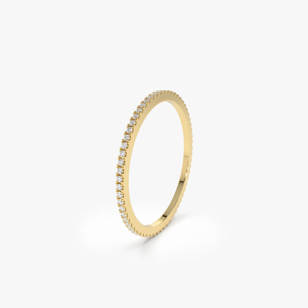 OBFJ1584 - 14K Ultra Thin 1MM Micro Pave Diamond Eternity Wedding Band 12