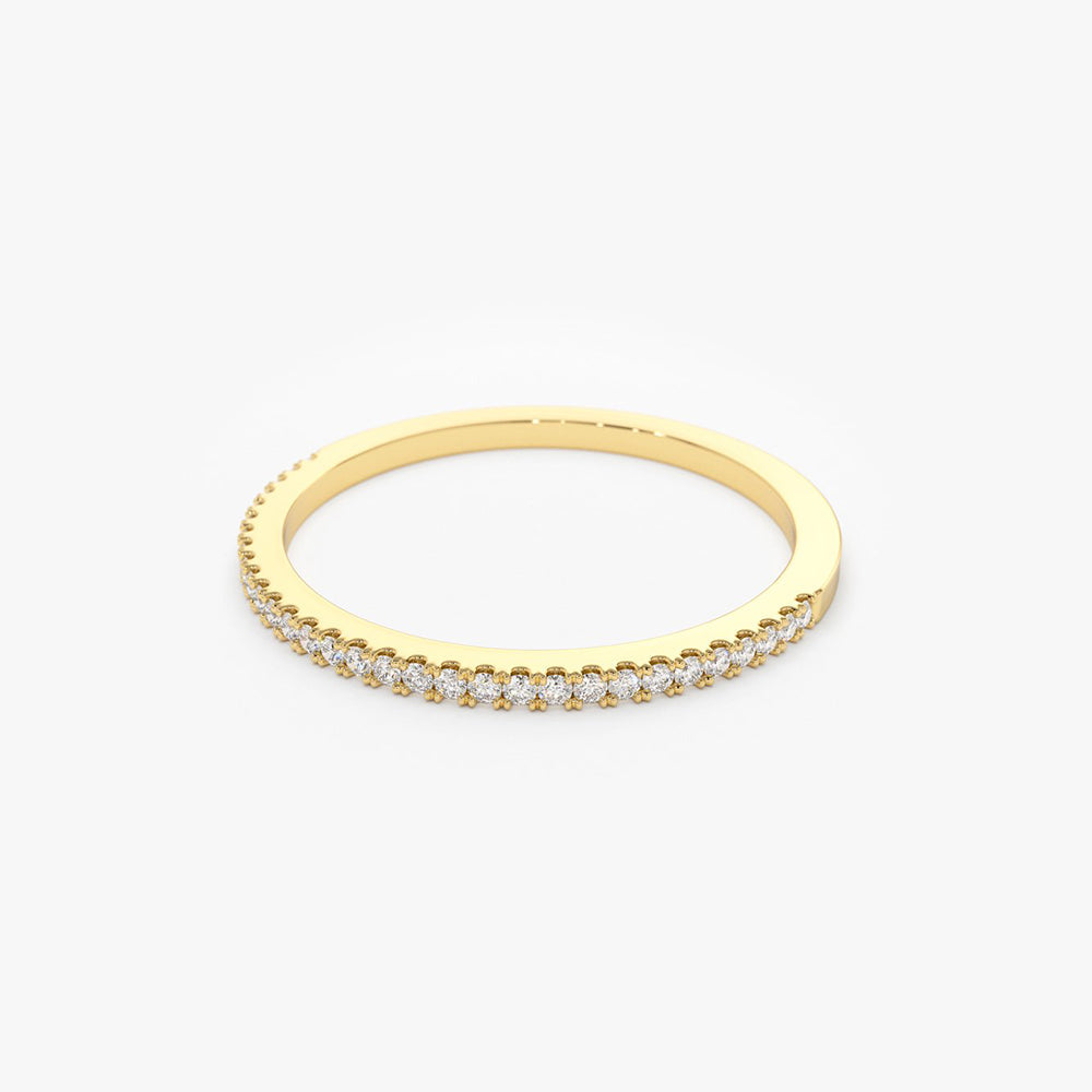 OBFJ1669 - 14K Gold Half Eternity Micro Pave Diamond Ring 7