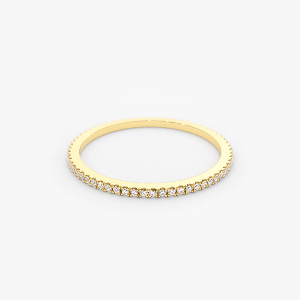 OBFJ1584 - 14K Ultra Thin 1MM Micro Pave Diamond Eternity Wedding Band 11