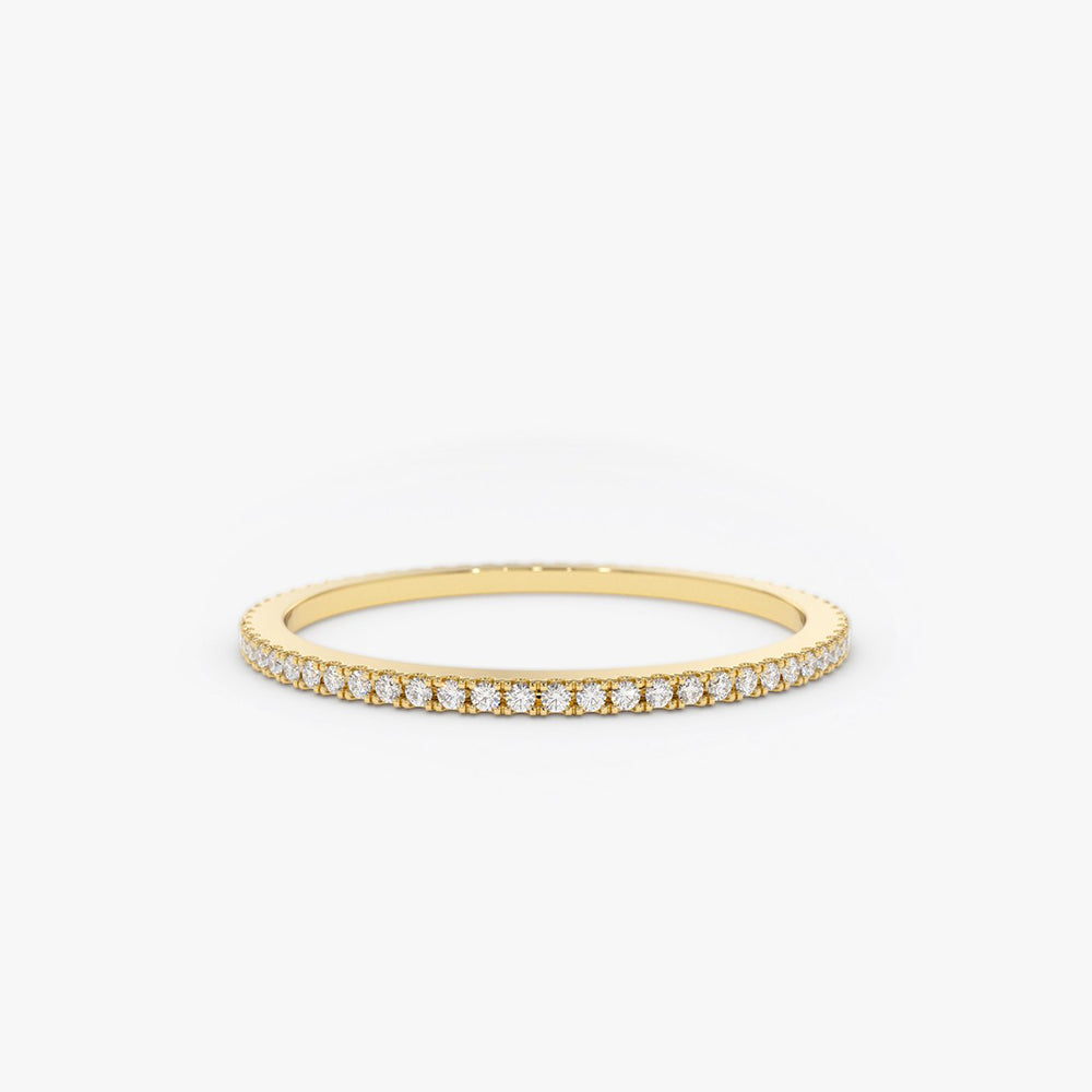 OBFJ1584 - 14K Ultra Thin 1MM Micro Pave Diamond Eternity Wedding Band 1