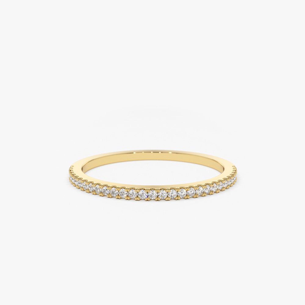 OBFJ1669 - 14K Gold Half Eternity Micro Pave Diamond Ring 1