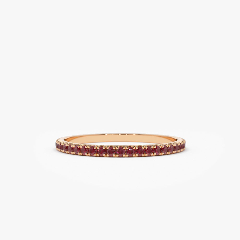 OBFJ1586 - 14K Gold Ruby Eternity Band 4