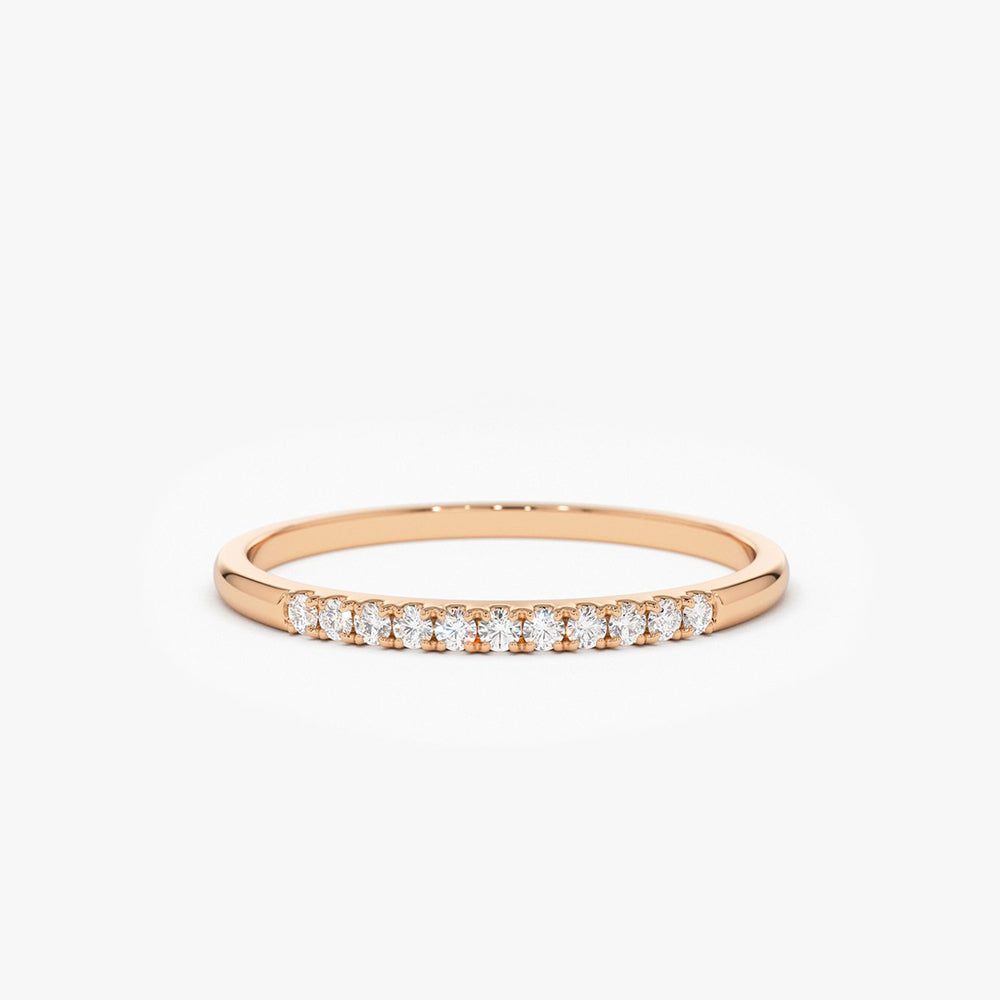 OBFJ1585 - 14K Gold 11 Stone Diamond Wedding Band 2