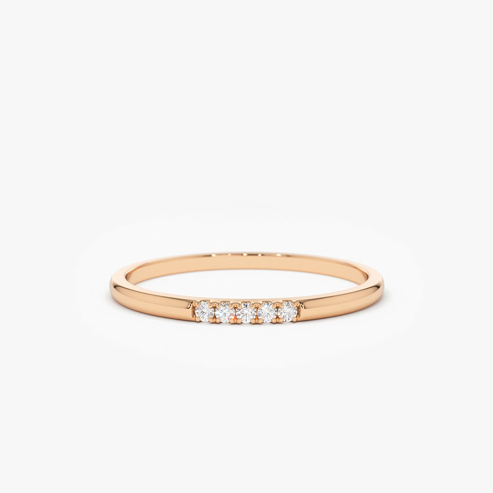 OBFJ1653 - 14K Gold 5 Stone Pave Diamond Band 4