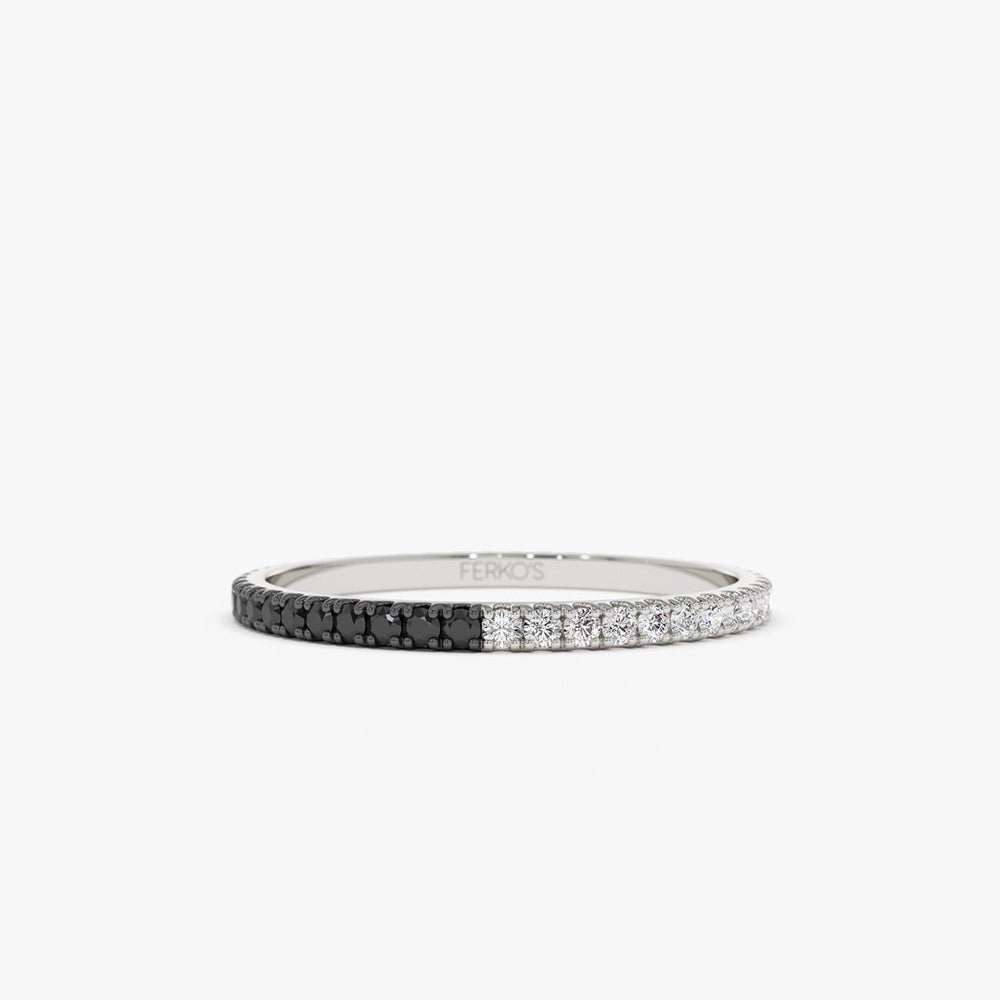 OBFJ2056 - 14k Black & White Diamond Micro Pave Eternity Band 6