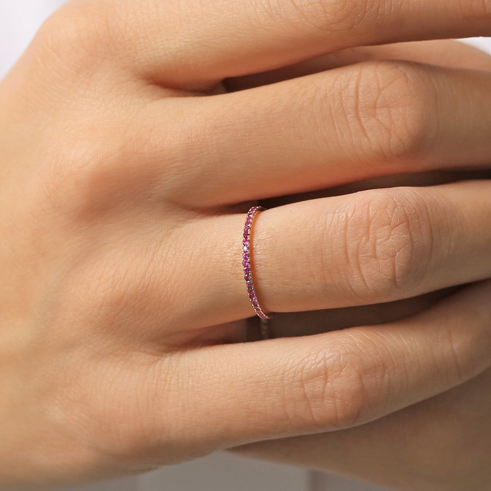 OBFJ1586 - 14K Gold Ruby Eternity Band 2