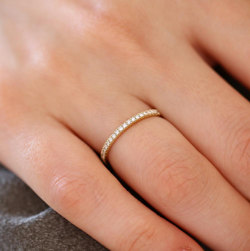 OBFJ1700 - 14K Gold 1.5MM Full Eternity Diamond Ring 2