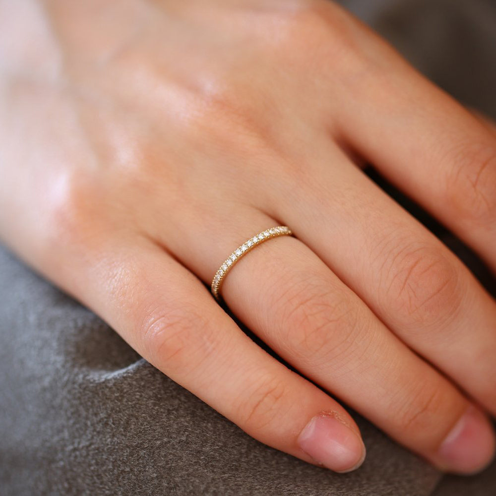 OBFJ1658 - 14K Gold 1.5MM Half Eternity Diamond Ring 4