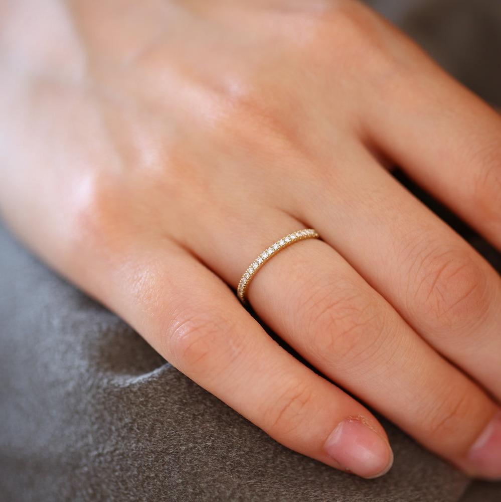 OBFJ1700 - 14K Gold 1.5MM Full Eternity Diamond Ring 3