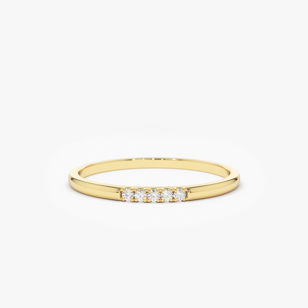 OBFJ1653 - 14K Gold 5 Stone Pave Diamond Band 1
