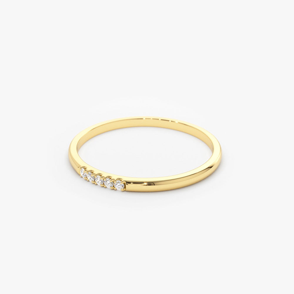OBFJ1653 - 14K Gold 5 Stone Pave Diamond Band 6