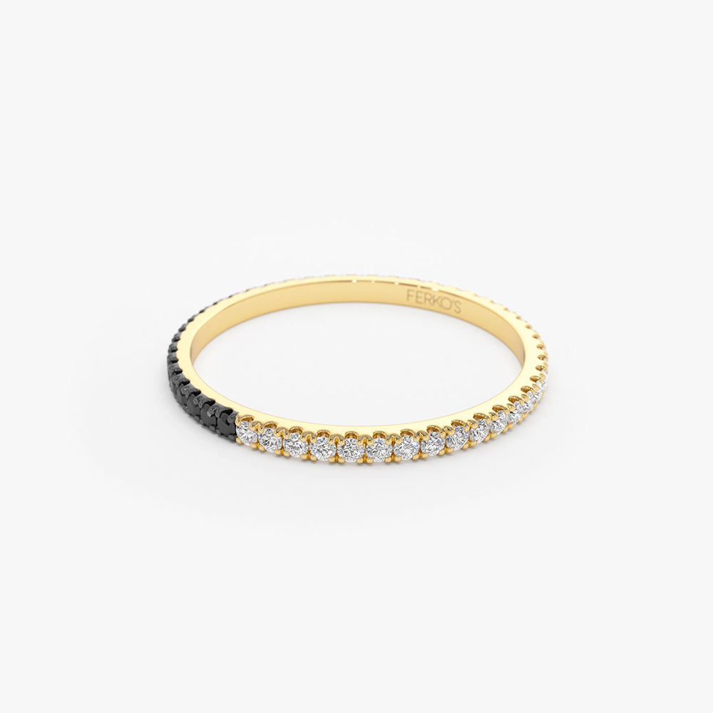 OBFJ2056 - 14k Black & White Diamond Micro Pave Eternity Band 5