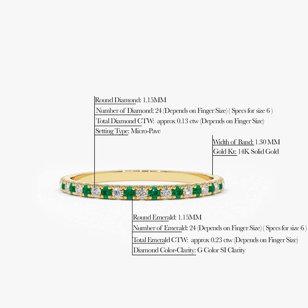 OBFJ1845 - 14K Emerald and Diamond Alternating Eternity Ring 5