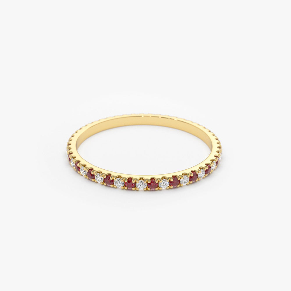 OBFJ1855 - 14K Ruby and Diamond Alternating Eternity Ring 8