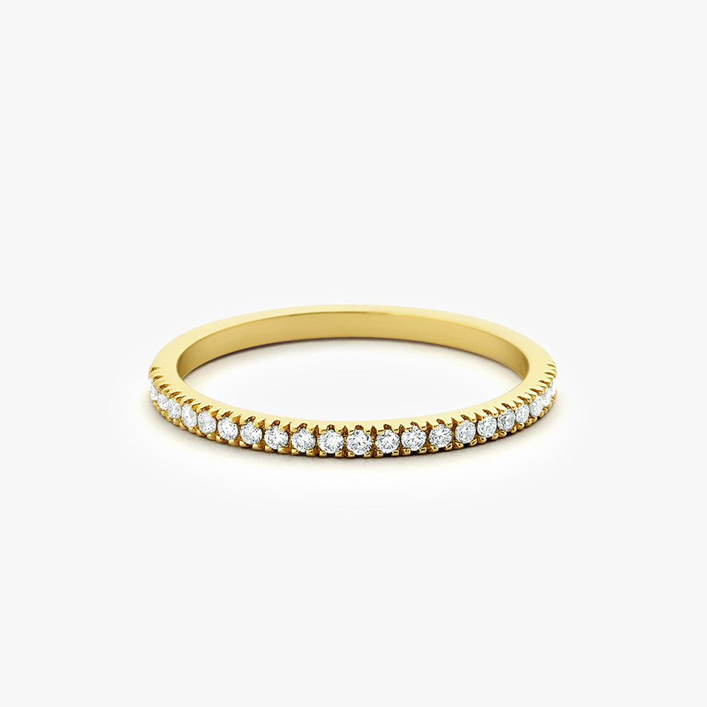 OBFJ1658 - 14K Gold 1.5MM Half Eternity Diamond Ring 1