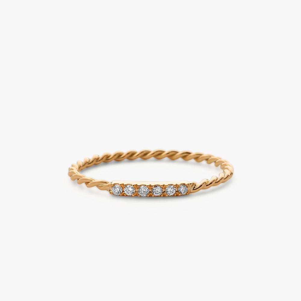 OBFJ1596 - 14K Gold Twisted Diamond Wedding Band 4