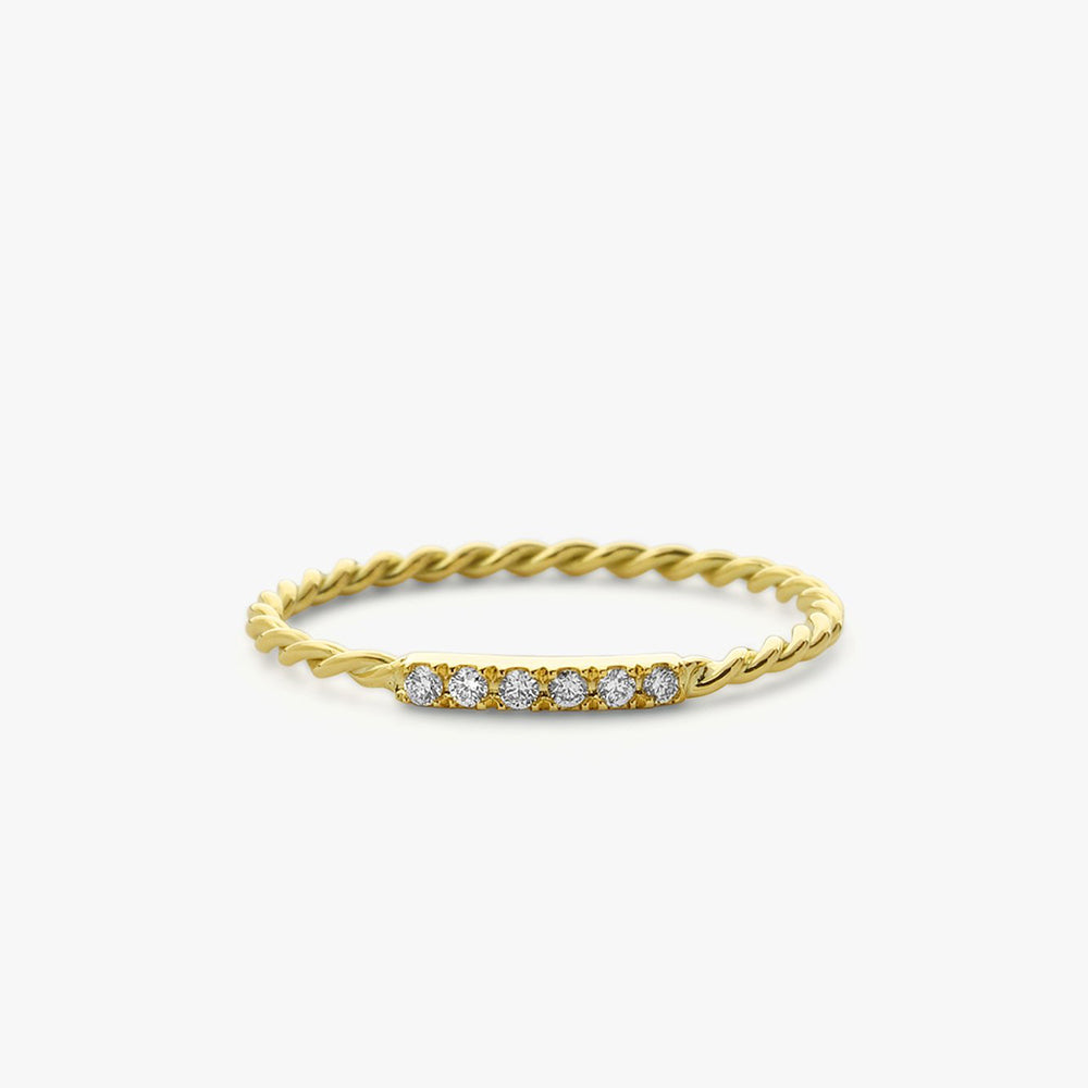 OBFJ1596 - 14K Gold Twisted Diamond Wedding Band 1