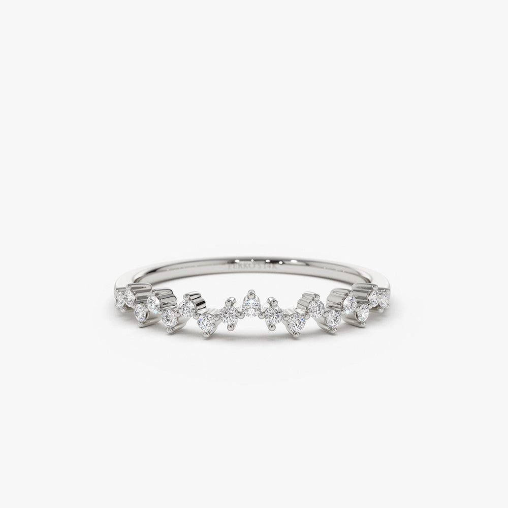 OBFJ1615 - 14K Gold Zig Zag Diamond Wedding Band 5