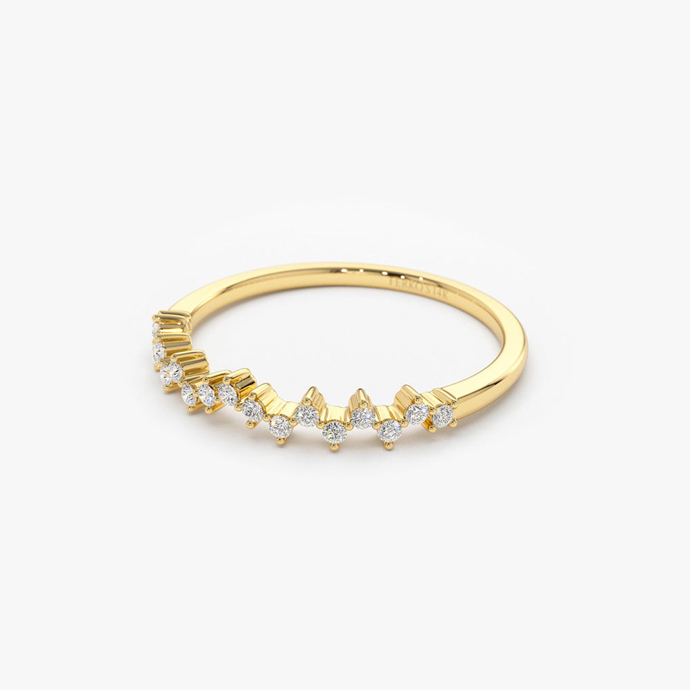 OBFJ1615 - 14K Gold Zig Zag Diamond Wedding Band 6