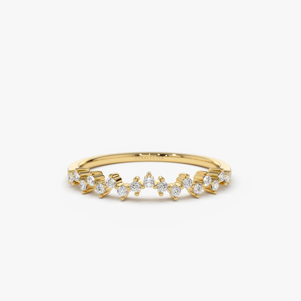 OBFJ1615 - 14K Gold Zig Zag Diamond Wedding Band 1