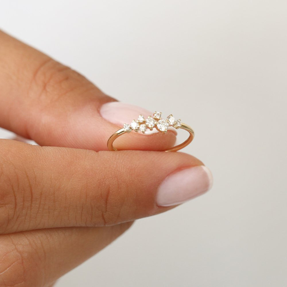 OBFJ1625 - 14k Gold Diamond Cluster Ring 2