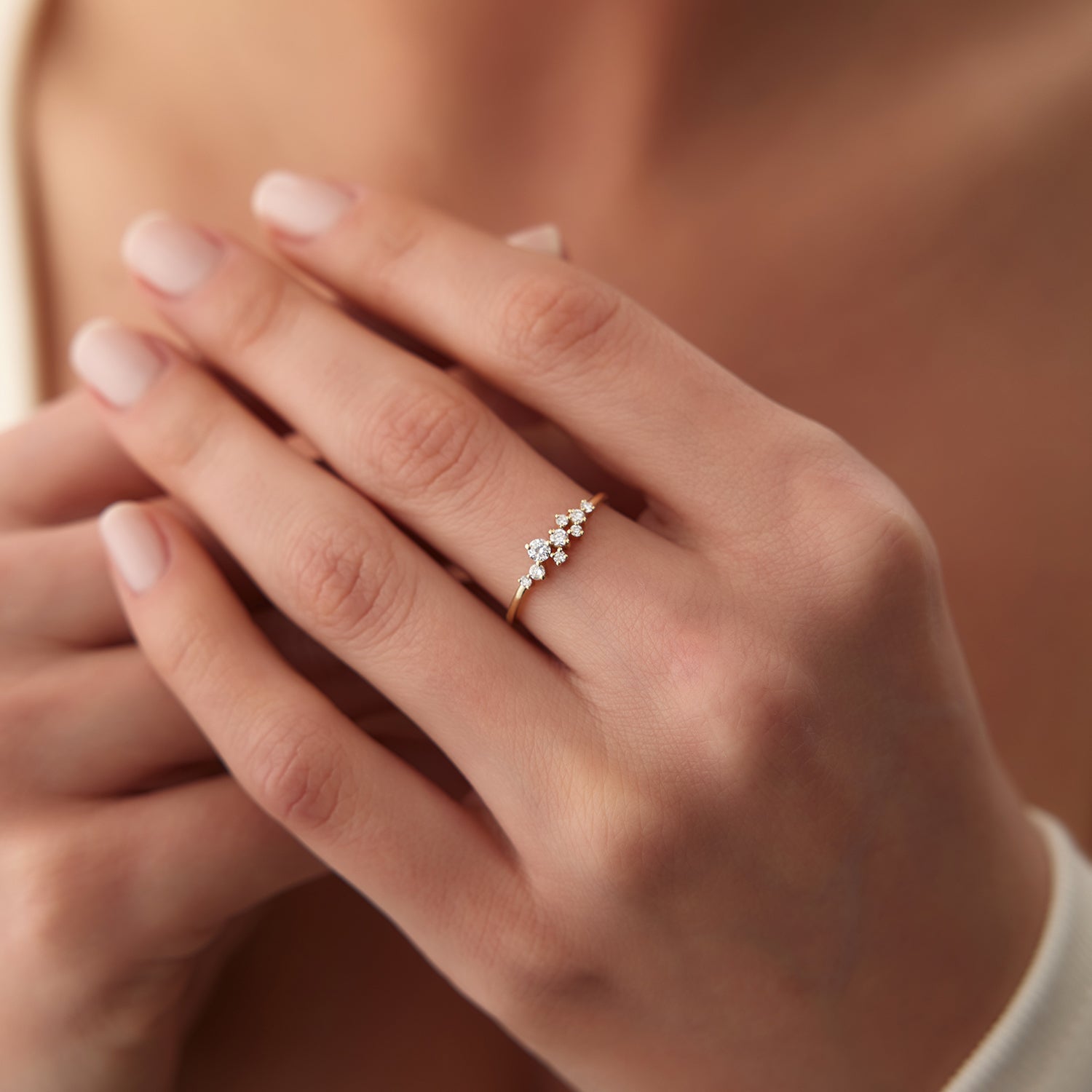 OBFJ1625 - 14k Gold Diamond Cluster Ring 5
