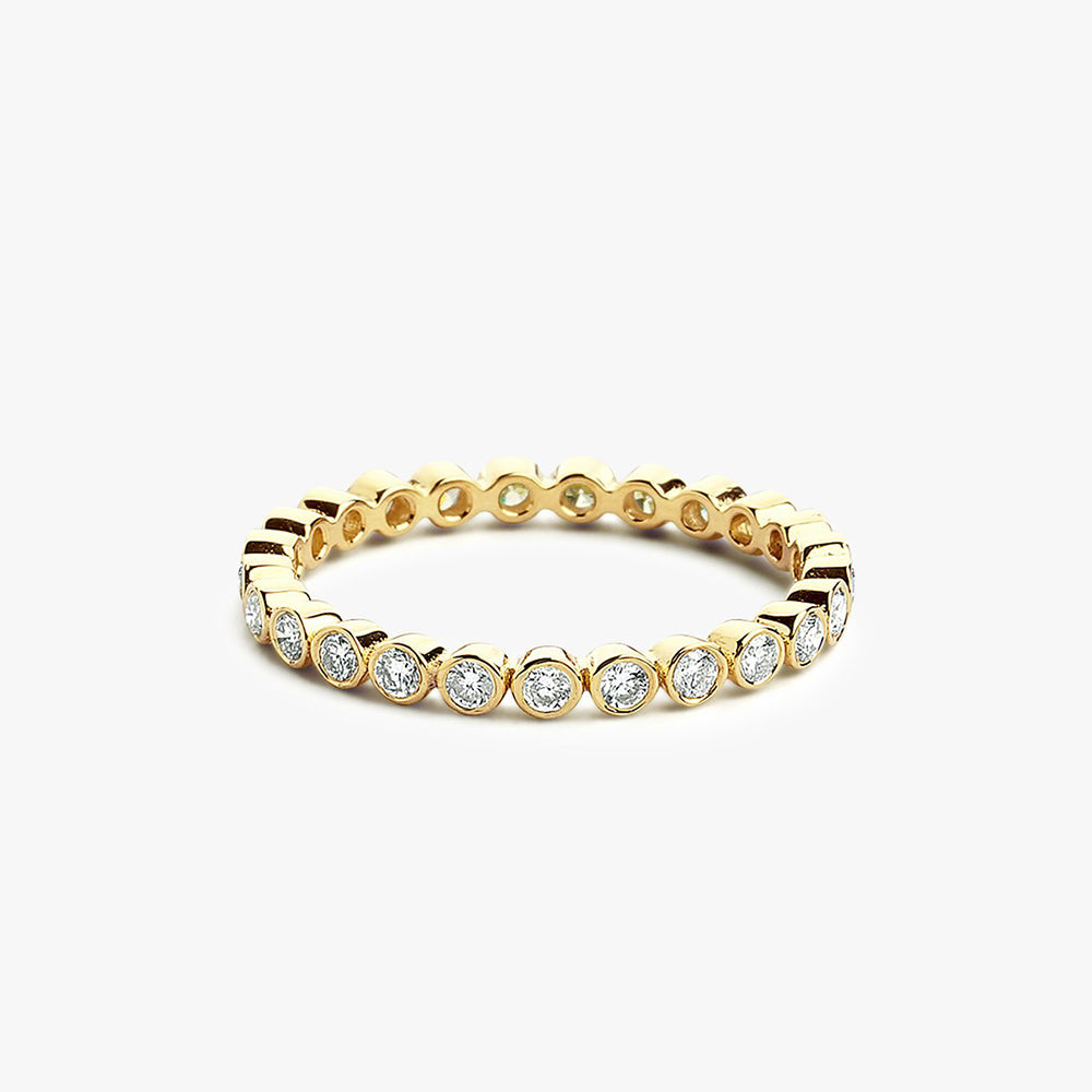 OBFJ1626 - 14K Gold Bezel Setting Round Brilliant Cut Diamond Eternity Ring 1
